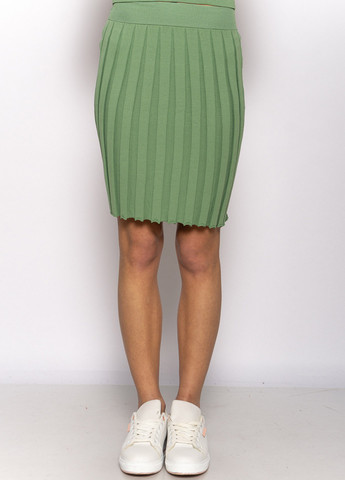 Светло-зеленая кэжуал однотонная юбка Time of Style плиссе