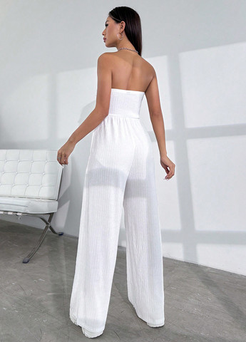 Комбінезон SHEIN комбінезон-брюки однотонний білий діловий, кежуал поліестер