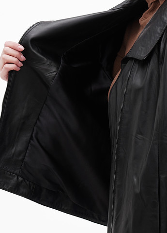 Черная демисезонная куртка кожаная Gessada