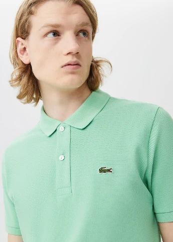 Мятная футболка-поло для мужчин Lacoste однотонная