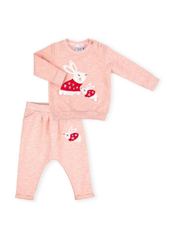 Комбинированный демисезонный костюм десткий с зайчиками (10214-98g-peach) Breeze