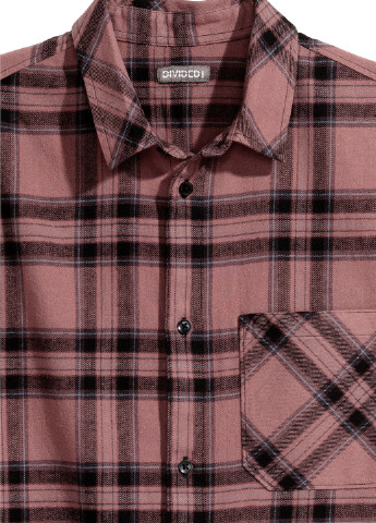 Розовая кэжуал рубашка в клетку H&M с коротким рукавом