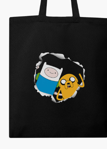 Эко сумка шоппер черная Финн и Джейк пес Время Приключений (Adventure Time) (9227-1581-BK) экосумка шопер 41*35 см MobiPrint (216642232)