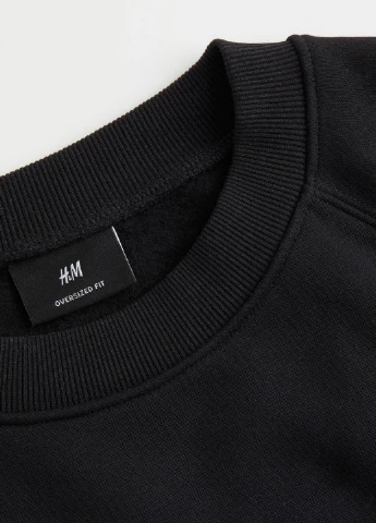 Чорний світшот H&M однотонний без декору (300466299)