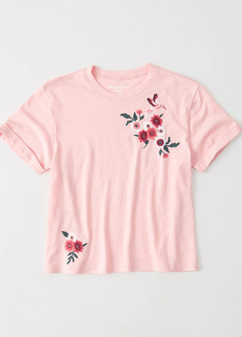Светло-розовая летняя футболка с коротким рукавом Abercrombie & Fitch