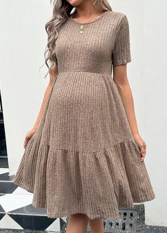 Світло-коричнева кежуал сукня для вагітних SHEIN меланжева