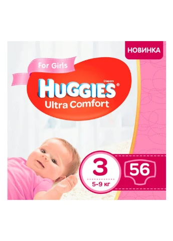 Підгузки Ultra Comfort для дівчаток 3 (5-9 кг) 56 шт Huggies (248204695)