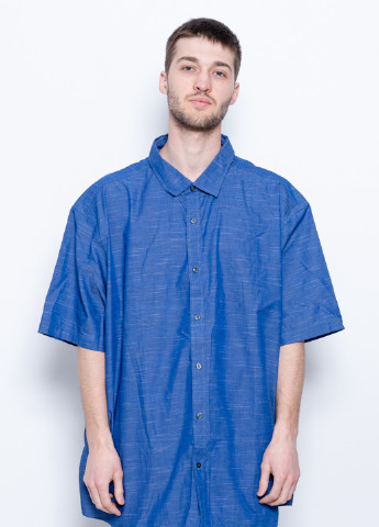 Синяя кэжуал рубашка однотонная Issa с коротким рукавом