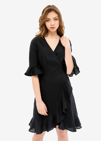 Чорна домашній сукня на запах MORANDI однотонна