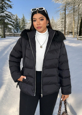Чорна зимня куртка куртка-пальто SHEIN