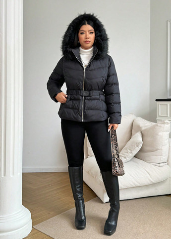 Чорна зимня куртка куртка-пальто SHEIN