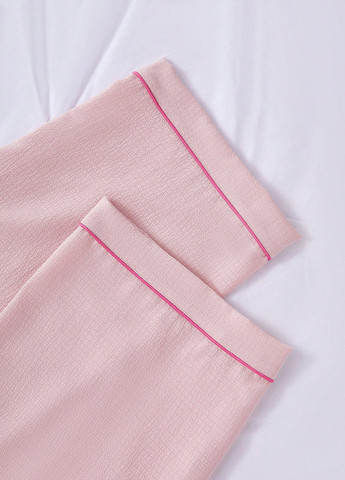 Светло-розовая всесезон пижама (рубашка, брюки) рубашка + брюки SHEIN