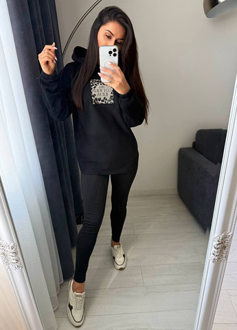 Черный демисезонный комплект (худи, леггинсы) No Brand