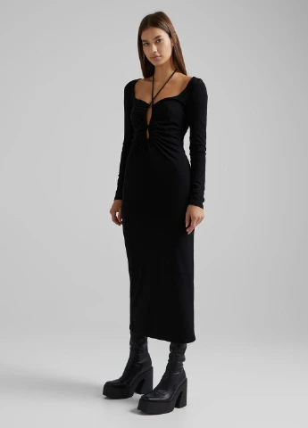 Чорна сукня демісезон,чорний, Bershka