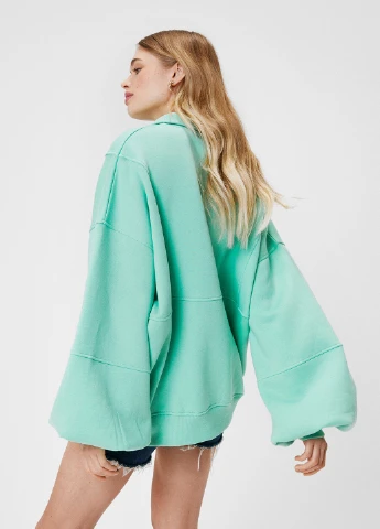 Світло-бірюзовий світшоти Nasty Gal однотонний без декору (237848111)