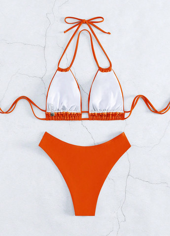 Оранжевый летний купальник (бюстгалтер, трусики) раздельный SHEIN