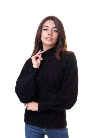 Черный зимний свитер женский джемпер Viviami Свитер с объемными рукавами