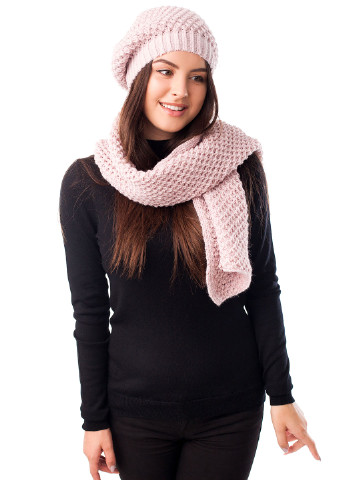 Рожевий демісезонний комплект (шапка, шарф) Bakhur