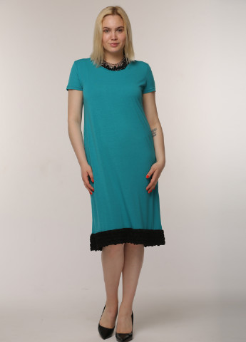 Зеленое кэжуал платье платье-футболка Maxiline однотонное