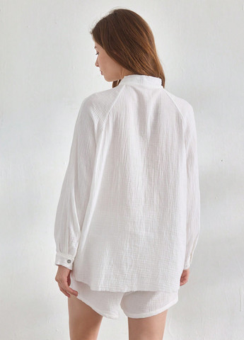 Белая домашний рубашка однотонная SHEIN