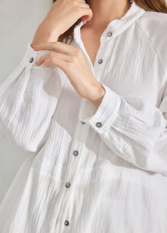 Белая домашний рубашка однотонная SHEIN