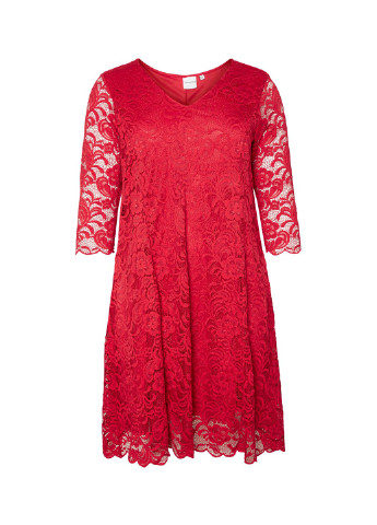 Красное кэжуал платье клеш Junarose однотонное