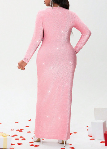 Розовое праздничный, вечернее платье футляр SHEIN однотонное