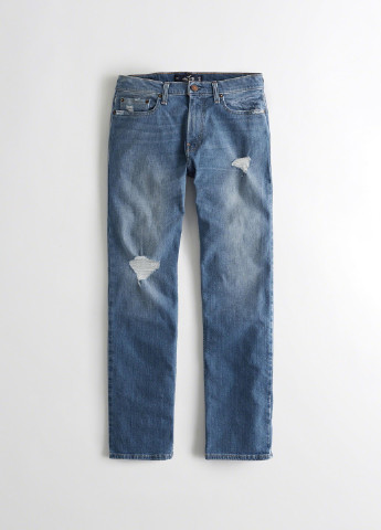 Голубые демисезонные зауженные джинсы Hollister