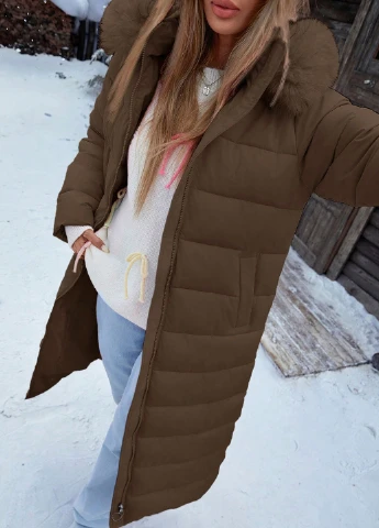 Коричневая зимняя куртка SHEIN