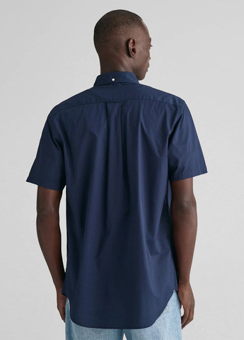 Темно-синяя кэжуал рубашка однотонная Gant