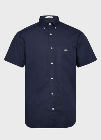 Темно-синяя кэжуал рубашка однотонная Gant