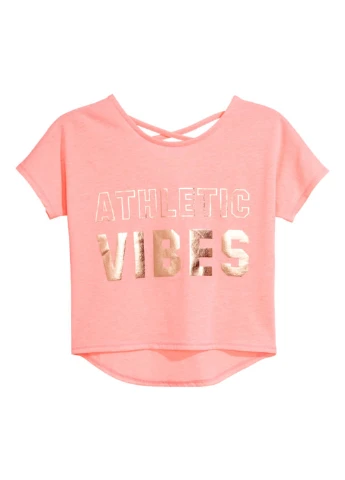 Коралловая летняя футболка с коротким рукавом H&M