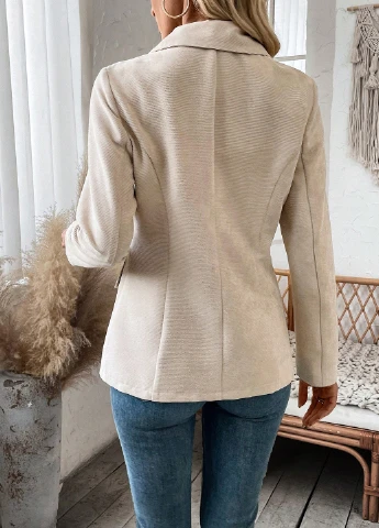 Песочный женский жакет SHEIN однотонный - демисезонный