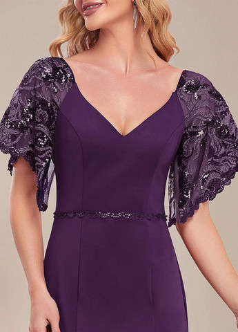 Темно-фиолетовое вечернее платье годе SHEIN однотонное