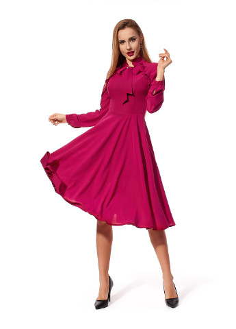 Малинова кежуал плаття, сукня кльош SL-Fashion однотонна