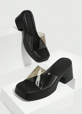 Черные шлепанцы SHEIN прозрачные