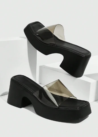 Черные шлепанцы SHEIN прозрачные