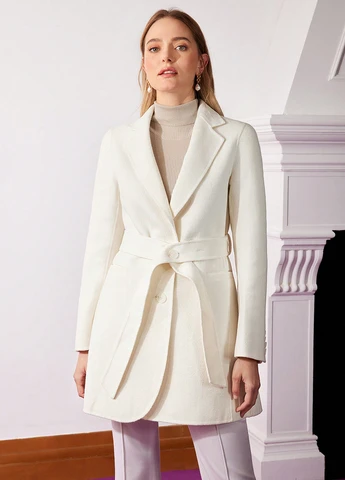 Молочне демісезонне Пальто однобортне SHEIN