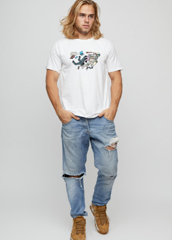 Біла футболка чоловіча basic /air print/ YAPPI