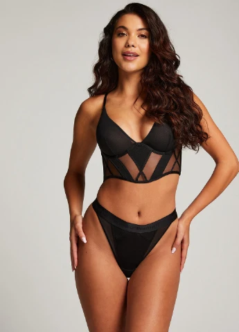 Чёрный топ бюстгальтер Hunkemoller с косточками полиамид