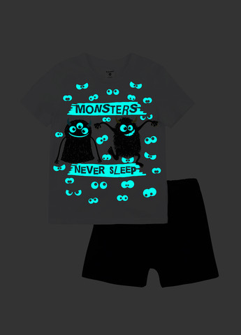 Чорно-біла всесезон піжама (футболка, шорти) футболка + шорти Garnamama