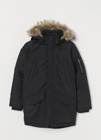 Черная зимняя куртка H&M