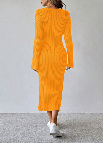 Желтое праздничный, кэжуал платье платье-свитер, футляр SHEIN однотонное