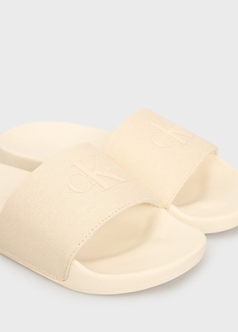 Бежевые шлепанцы Calvin Klein Jeans с логотипом