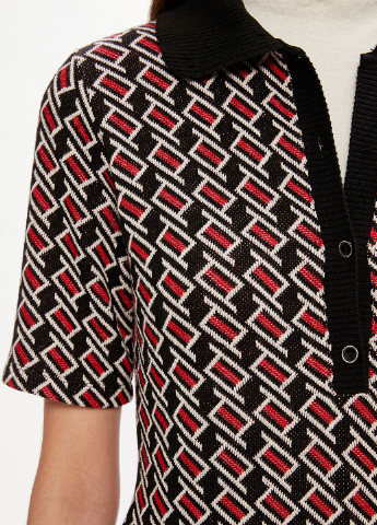 Черное кэжуал платье платье-свитер KOTON с геометрическим узором