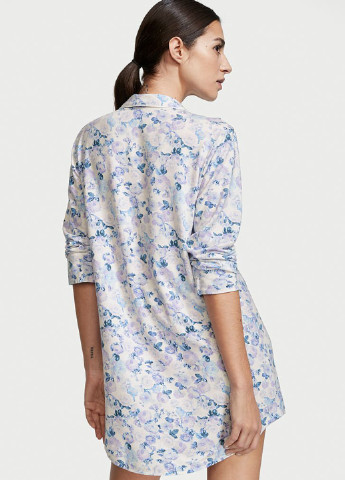 Ночная рубашка Victoria's Secret цветочная голубая домашняя модал