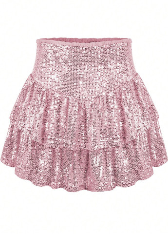 Светло-розовая коктейльный однотонная юбка SHEIN а-силуэта (трапеция), клешированная-солнце