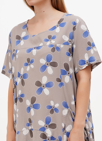 Сіра кежуал сукня оверсайз L&N з квітковим принтом