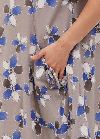 Сіра кежуал сукня оверсайз L&N з квітковим принтом