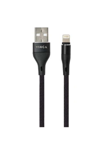Дата кабель (VCPDCLCANB1BK) Vinga USB 2.0 AM to Lightning 1.0m cylindric nylon back (239382619)